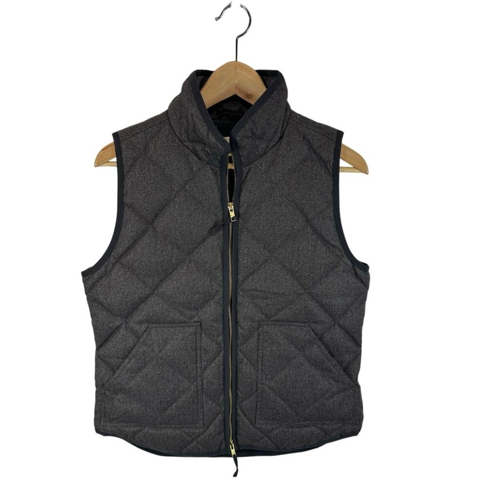 J.Crew Quilted Down Puffer Vest Grey Size XS Fall Preppy Casual